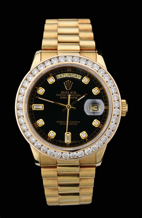 mens black and gold rolex|18k gold Rolex with diamonds.